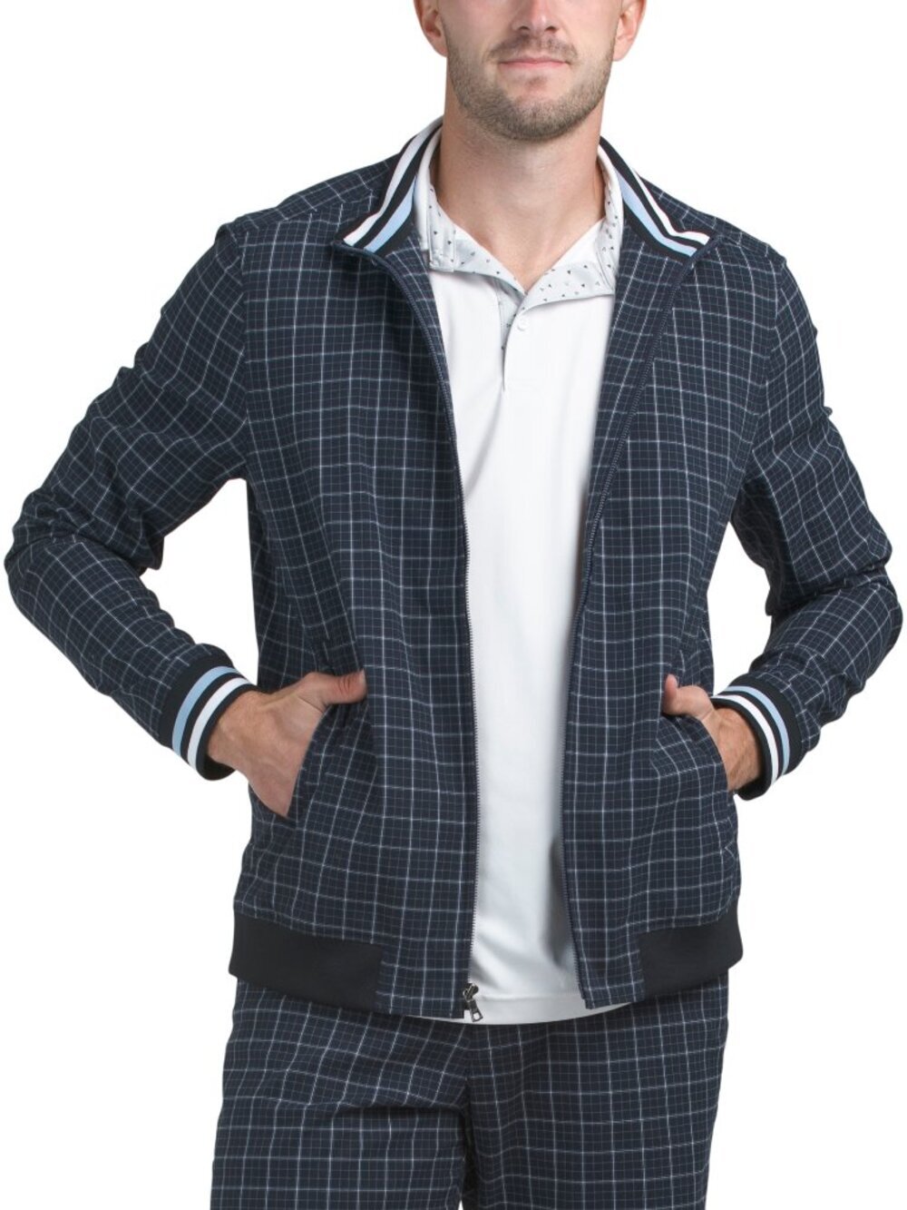 RHONE Men's Navy Plaid Dune Golf Jacket 🌟NWT🌟 - Picture 1 of 4